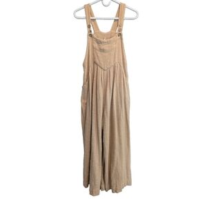 Free People Sun Drenched Tan Overalls Jumpsuit Wide-Leg Festival Size XS